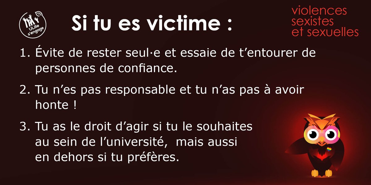 univ_lille's tweet photo. En ce #25novembre, journée internationale de lutte contre les violences faites aux femmes, #ULille rappelle que faire si vous êtes victime ou témoin d'une #ViolencesSexistesEtSexuelles.
Retrouvez notre guide contre les VSS 👇
https://t.co/lVBvveXzUz

#NeRienLaissezPasser https://t.co/RqMok6otsC