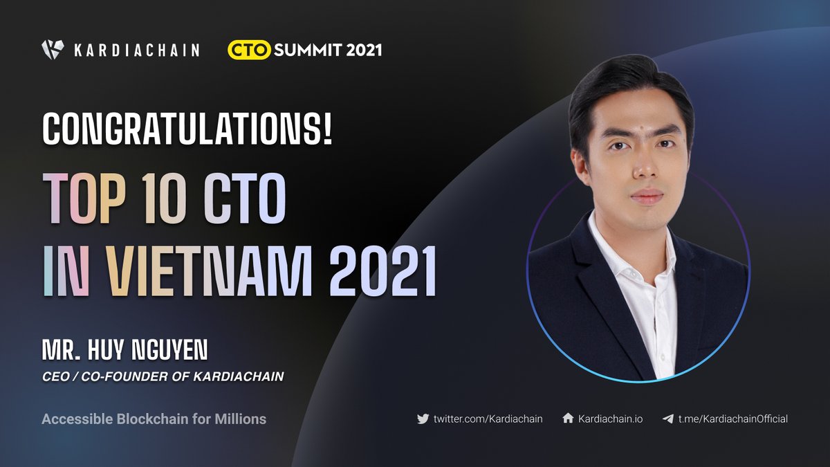KaiDotNow's tweet photo. CEO @hunykardia is honored as the top 10 best technology leaders in Vietnam!

Our team sends the warmest congratulations with pride to our CEO for being honored among the top ten technology leaders in 2021 at the @vietnamenglish CTO Summit 2021.

Go $KAI!
https://t.co/UTRmS26Y3R https://t.co/5ngbyVs02d
