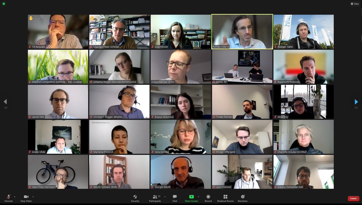 Future Group "Competition & Sustainability" (@compsushhu) on Twitter photo The workshop on "Competition and Sustainability" is in progress! We are more than happy with our line-up, the contributions from different perspectives and the resulting discussions!
<a href="/haucap/">Justus Haucap</a> <a href="/ruppe_p/">Rupprecht Podszun</a> <a href="/trrohn/">Tristan Rohner</a> <a href="/AnjaRoesner/">Anja Rösner</a> <a href="/DICEHHU/">Düsseldorf Institute for Competition Economics</a> <a href="/HHU_de/">Heinrich-Heine-Universität Düsseldorf</a> The workshop on "Competition and Sustainability" is in progress! We are more than happy with our line-up, the contributions from different perspectives and the resulting discussions!
<a href="/haucap/">Justus Haucap</a> <a href="/ruppe_p/">Rupprecht Podszun</a> <a href="/trrohn/">Tristan Rohner</a> <a href="/AnjaRoesner/">Anja Rösner</a> <a href="/DICEHHU/">Düsseldorf Institute for Competition Economics</a> <a href="/HHU_de/">Heinrich-Heine-Universität Düsseldorf</a>