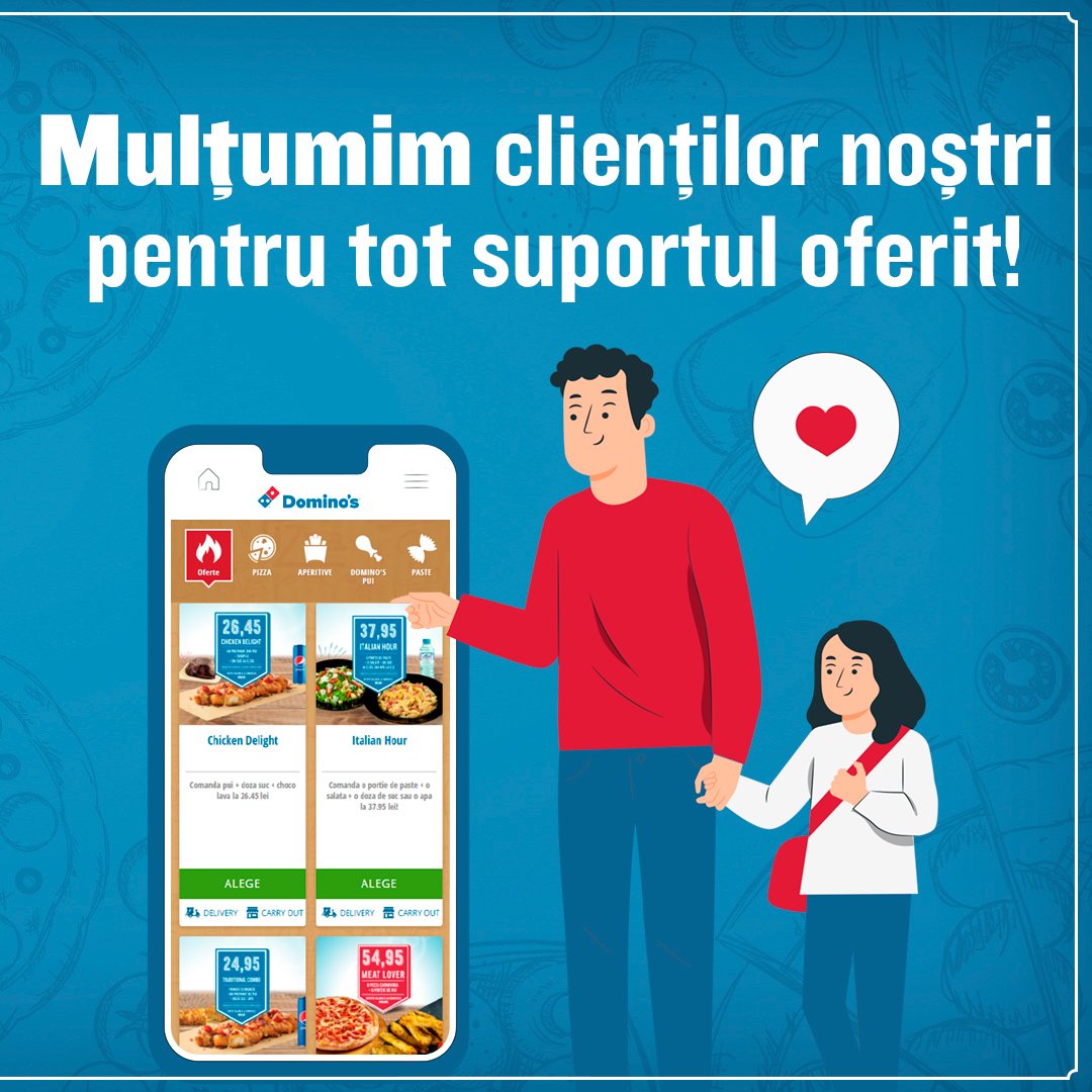 DominosPizzaRom's tweet photo. Pentru oamenii dragi care ne înconjoară ar trebui să fim recunoscători în fiecare zi. 🥰
Noi le mulțumim tuturor angajaților și clienților Domino's! 🙏🏻
Tu cui vrei să mulțumeşti azi? Dă-i tag! 👇🏼 https://t.co/xosKapMMKb