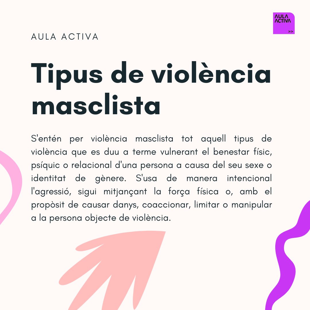 aula_activa's tweet photo. El dia 25 de novembre celebrem el Dia internacional de l'eliminació de la violència contra la dona. Des d’Aula Activa treballem plegats durant tot el curs amb la finalitat de sensibilitzar a les futures generacions i acabar amb ella.

#25n #violenciadegenero #violenciamachista https://t.co/LX2YfaOkWC