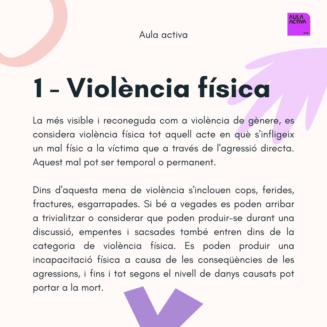 aula_activa's tweet photo. El dia 25 de novembre celebrem el Dia internacional de l'eliminació de la violència contra la dona. Des d’Aula Activa treballem plegats durant tot el curs amb la finalitat de sensibilitzar a les futures generacions i acabar amb ella.

#25n #violenciadegenero #violenciamachista https://t.co/LX2YfaOkWC