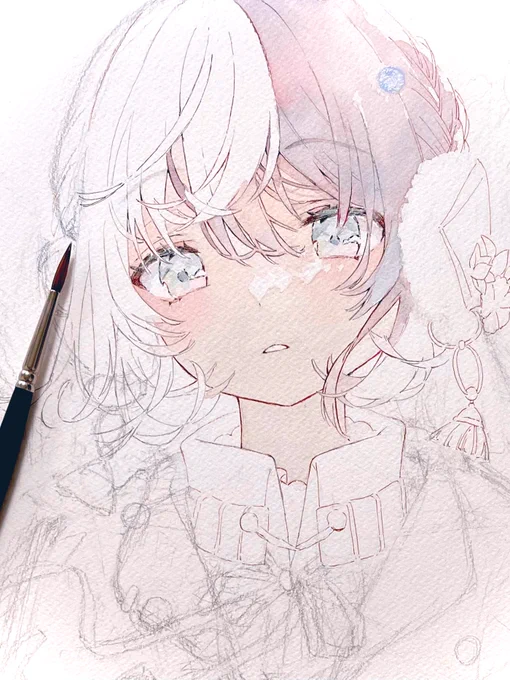 冬の絵を描き始めました*wip
#透明水彩 #illustration 