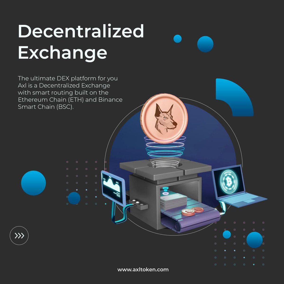 By combining the #Ethereum and Binance Smart Chain #BSC  blockchains, we decided to create a holistic ecosystem that consists of:
✔ Liquidity Providing Pool,
✔ Yield Farming Program,
✔ Staking Program,
✔ Launching IDOs,
✔ NFT Minting, and
✔ Lending &amp; Borrowing Platform
#AXL