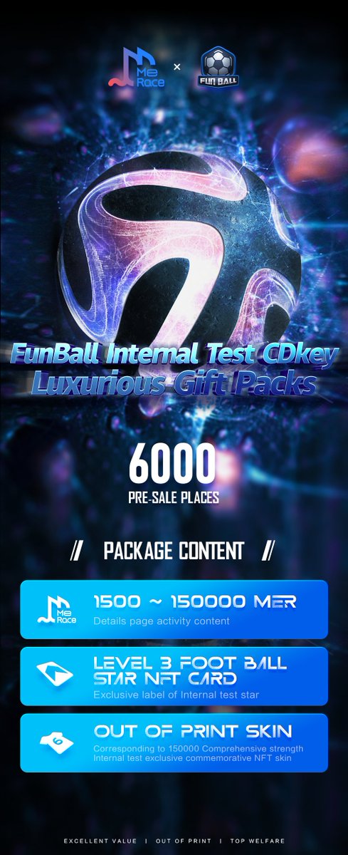 MeRacePlatform's tweet photo. FunBall Internal Test CDkey Luxurious Gift Packs！👏👏👏 https://t.co/7E7ZDDxCtA