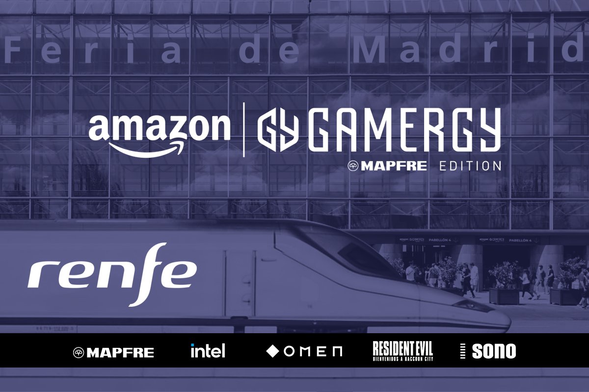 Se acabaron los lloros!! <a href="/Renfe/">Renfe</a> y @Gamergy han llegado a un acuerdo!

👉💸10% en tu tren hacia Madrid, tanto AVE como Larga Distancia.
 
🤟billetes gratis, ida y vuelta, para los ganadores en el ranking arcade de Amazon GAMERGY World, el mundo virtual del evento.
