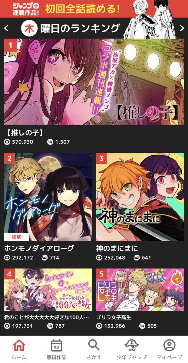 『ゴリラ女子高生』のサムネイルが新しくなりました〜!
主人公の3人が写っていい感じです 