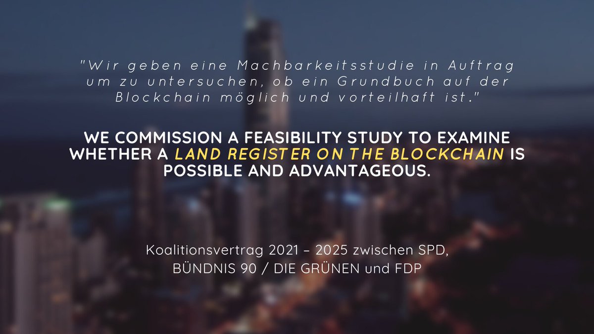 Promising statement in the German coalition agreement on the use of #blockchain for land registers 🇩🇪📑. Curious to see the result and whether it will inspire others.🤔

#DLT #Germany #Koalitionsvertrag 
➡️Full text: zeit.de/politik/deutsc…