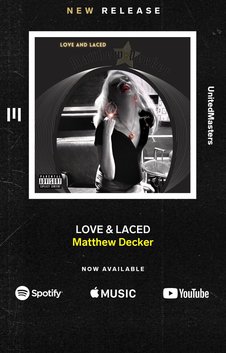 matthewdeckerxx's tweet photo. #loveandlaced three single EP has finally been released thanks to @unitedmasters @Spotify and @AppleMusic go stream now! #mastercut #matthewdecker ✨🖤✨ https://t.co/PNJntuxQLW