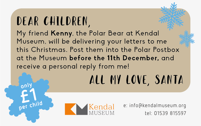 KendalMuseum's tweet photo. Polar Post is back this winter! Come and post your letter to Santa before 11th December to receive a reply from Santa himself!! Pop back in to collect the letter during the week of 16th-18th. โ๐ปโโ๏ธ๐ค๐๐
#polarbear #polarpost #getfestive #lettertosanta๐
#getwriting #kendal #museum https://t.co/6s1QfSJaxo