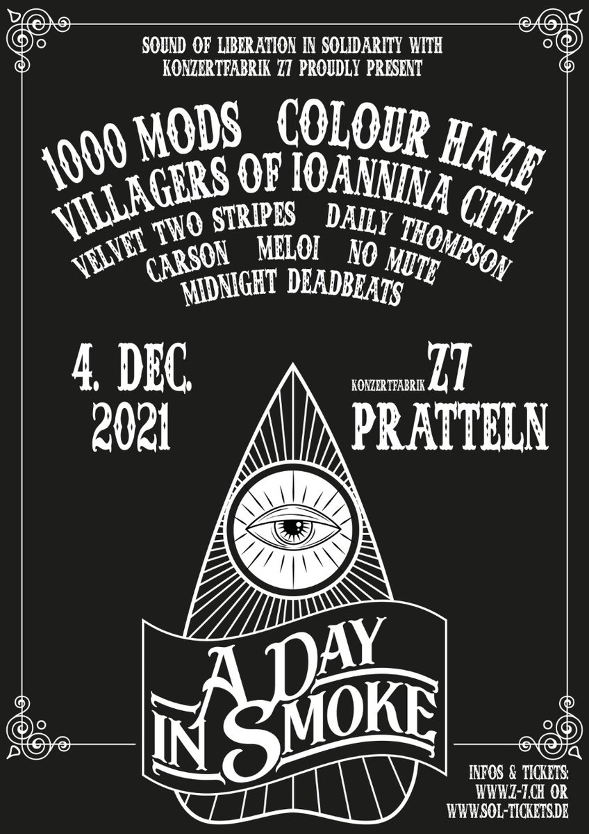 See you all at A Day in Smoke at Z7 in Pratteln!