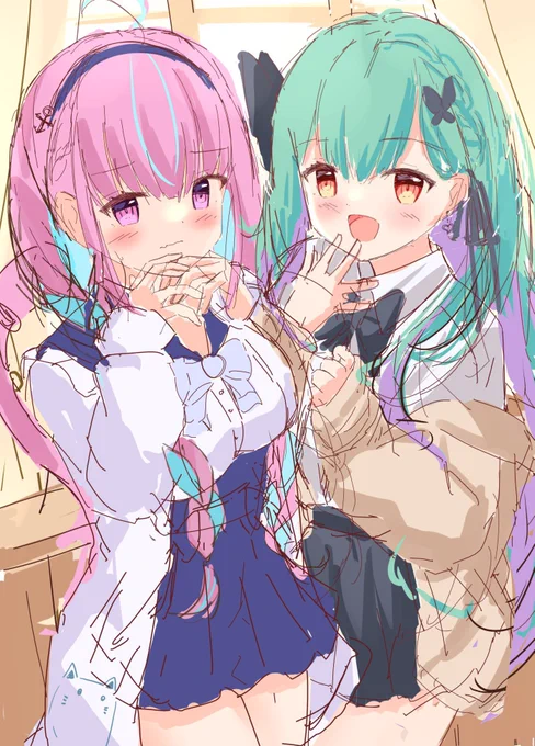 冬コミの表紙ラフです〜!!⚓🦋
2枚描いたけど表紙どっちがいいかなー? 