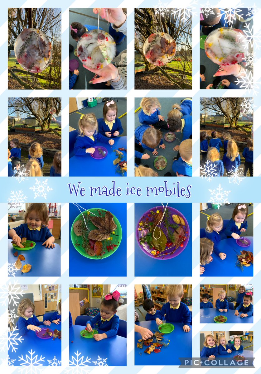 RYFOren's tweet photo. We collected natural materials from the changing seasons. We turned them into ice mobiles by adding water and putting them in the freezer overnight. We hung them on our tree in nursery today. They are beautiful 🍁❄️🍂#icemobile #BeTheBestYou @rhosyfedwen https://t.co/Ae0aievlpg