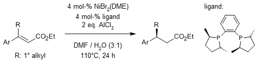 organic-chemistry.org/abstracts/lit5… 
A nickel/bisphosphine catalyst enables an asymmetric transfer hydrogenation of α,β-unsaturated esters