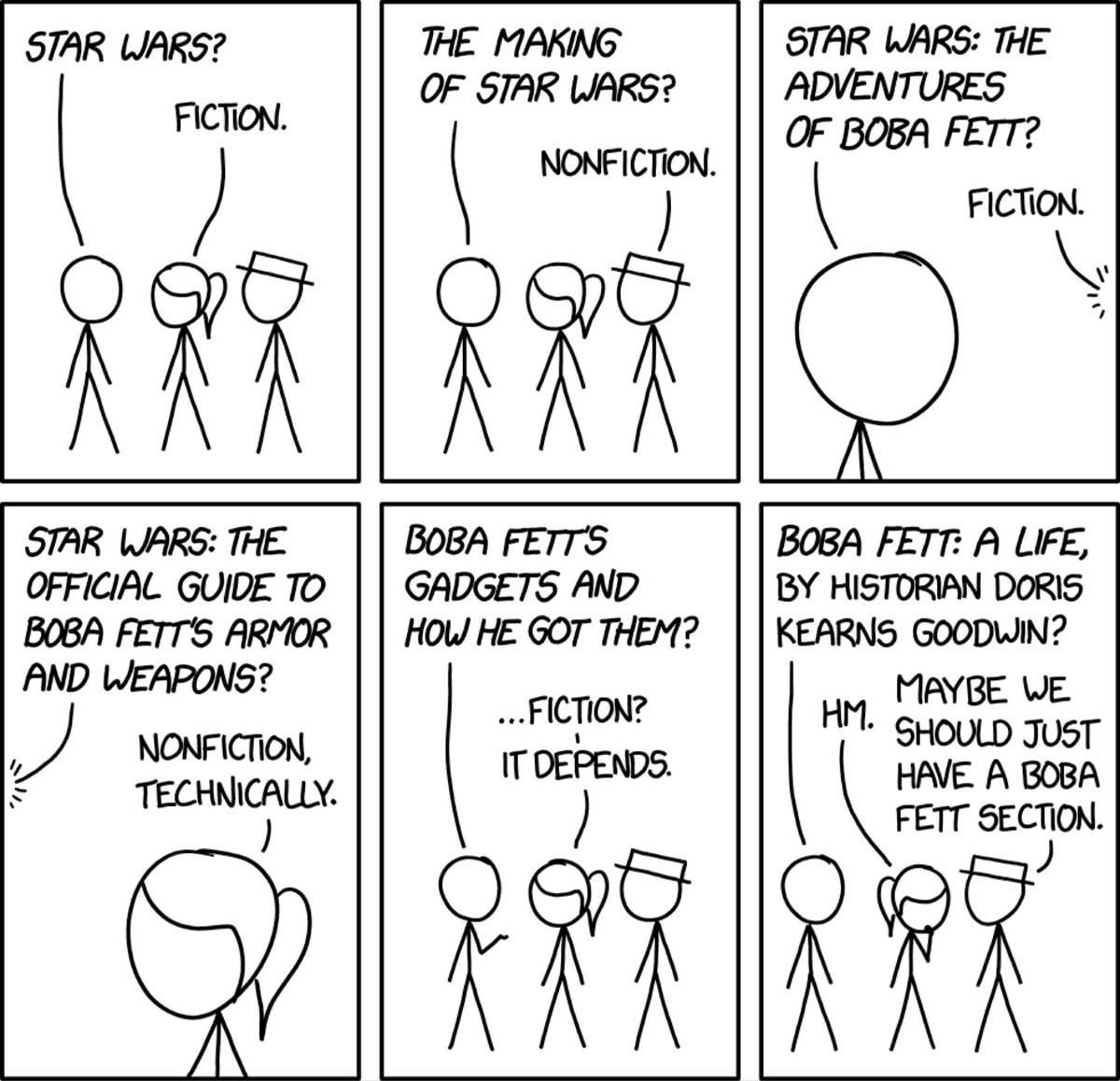xkcd's tweet photo. Fiction vs Nonfiction https://t.co/wbEiJxiWXT https://t.co/0sGCXuanCE