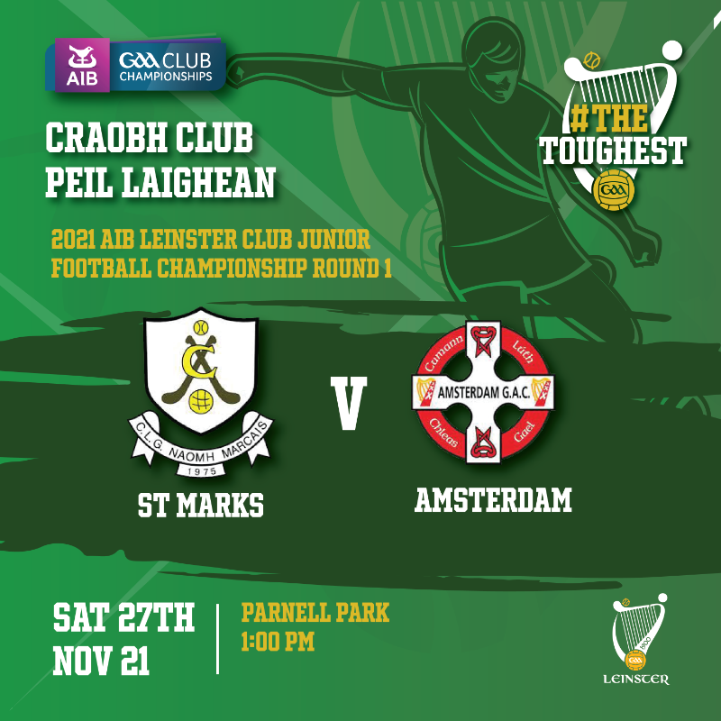 gaaleinster's tweet photo. Also this weekend our @GaelicGamesEuro Champions @AmsterdamGAC enter the @AIB_GAA Junior Football Championship.

They take on @StMarksGAA in Parnell Park on Saturday. Tickets are available here

**Remember Tickets for Leinster GAA Club Games a Pre Purchase only.

#LeinsterGAAClub