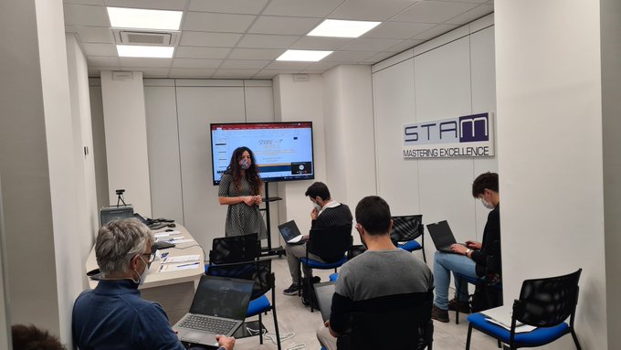 We are reviewing the work done in #Sharework project today! While some collegues are at <a href="/Stam_Tech/">Stam S.r.l.</a> others are following the meeting and presenting remotely!