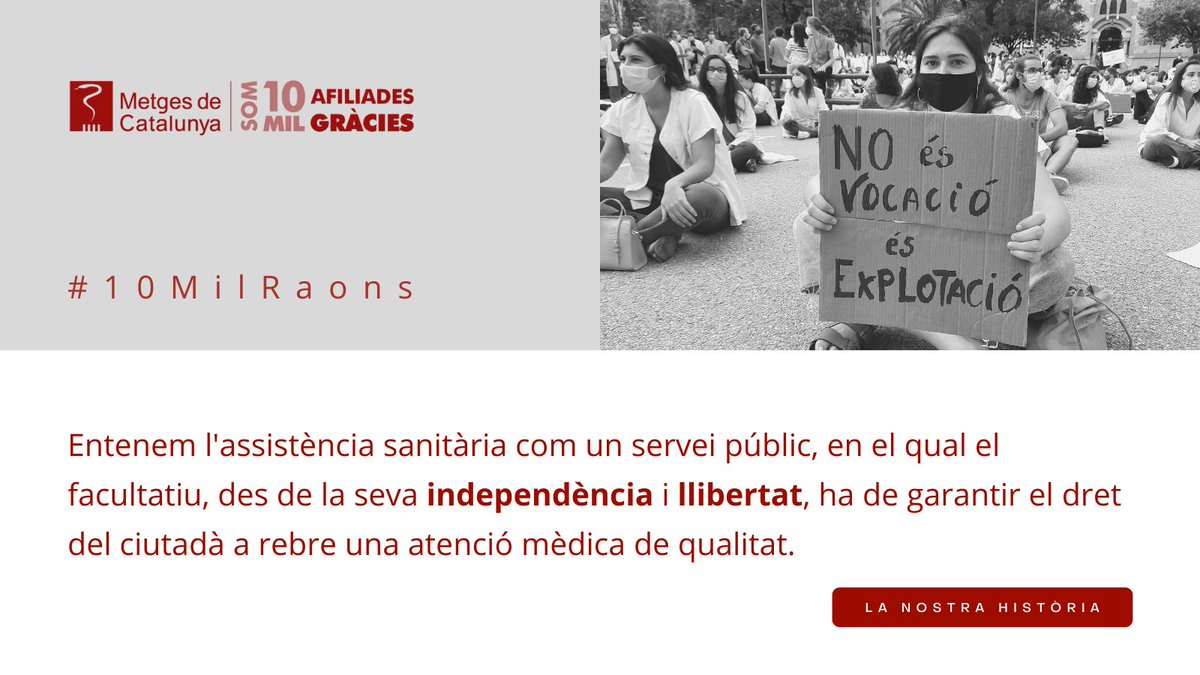 metgescatalunya's tweet photo. 🙋 Perseguim la defensa de l’acte mèdic no tan sols com una activitat laboral, sinó com una condició consubstancial a l’exercici d’una medicina de qualitat.
Més de 10.000 afiliades i afiliats ja formen part del canvi i tu? #10MilRaons 👇
🔗 https://t.co/rZJNzTxhoB https://t.co/6iM1b9Z7St