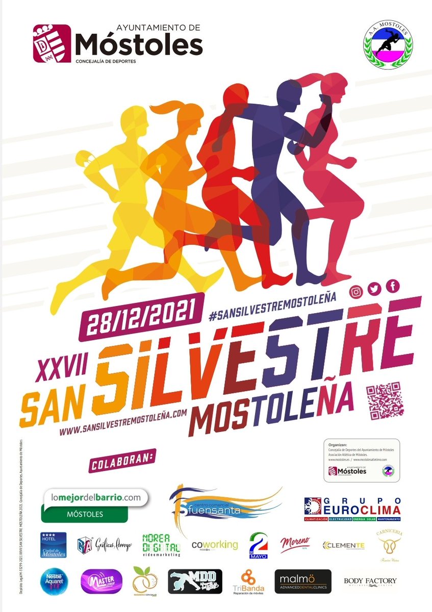 SSMostolena's tweet photo. 📣Ya está aquí el cartel de la XXVII San Silvestre Mostoleña 2021, la carrera más esperada del año🎉🎉

👉 Próximo Martes 28 de diciembre 2021 

Inscripciones:
🗓️Desde el día 09 al 21 de diciembre o hasta agotar el cupo de participantes (1.500 adultos + 500 niños) https://t.co/v6qXdG1zVH