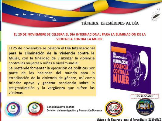 #Efeméride || #25Nov Día Internacional para la Eliminación de la Violencia contra la Mujer.

➡️Con la finalidad de visibilizar la violencia contra las mujeres y niñas a nivel mundial se pretender fomentar la ejecución de políticas por parte de las naciones del mundo.