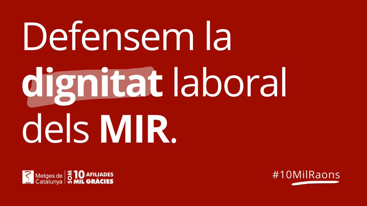 metgescatalunya's tweet photo. Sabíeu que l’any passat Metges de Catalunya va convocar una vaga #MIR històrica? 💪
Tu també pots formar part del canvi 👇
🔗 https://t.co/rZJNzTxhoB
#10MilRaons https://t.co/wiuXzU7aSM