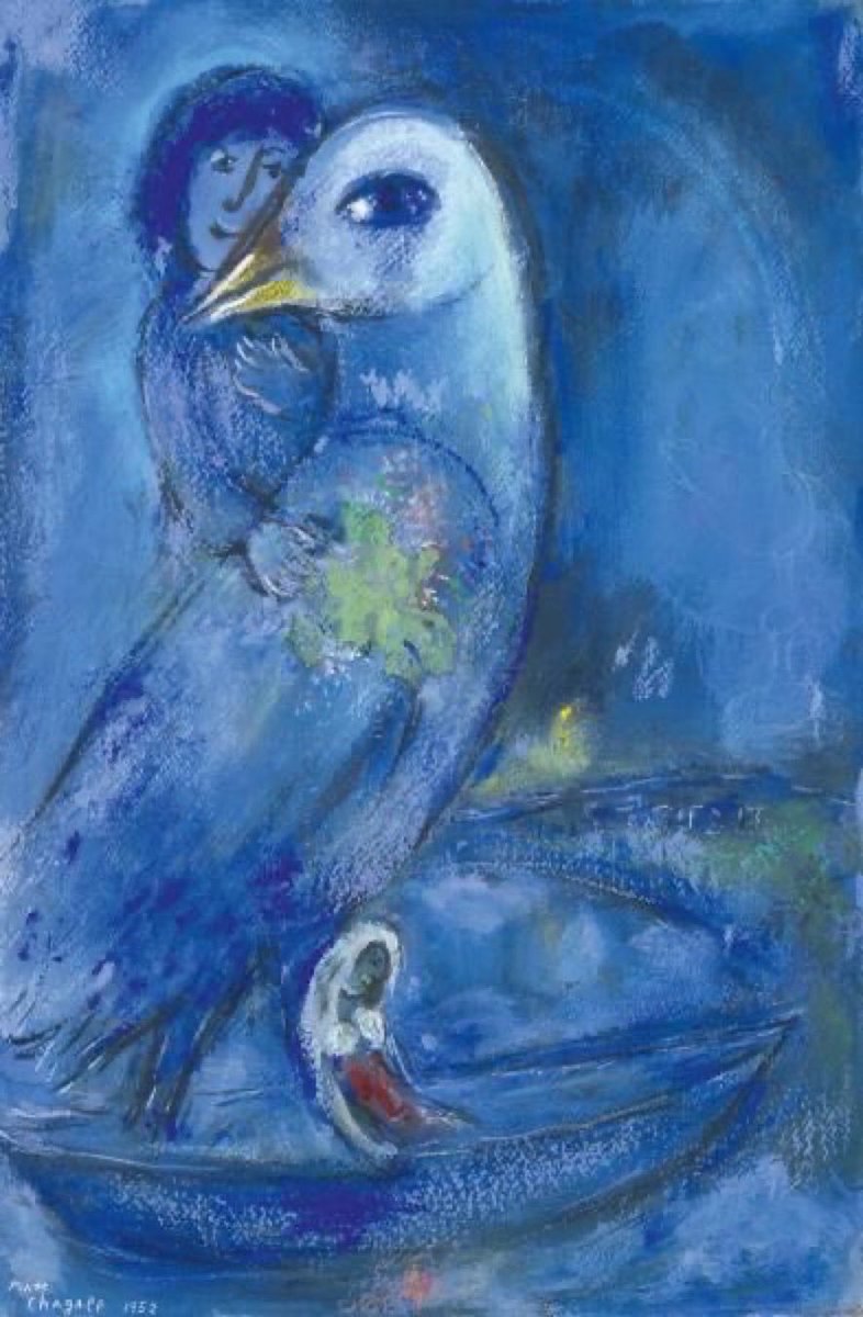 isafil's tweet photo. «Pour commencer, nous allons faire les petites choses faciles. Petit à petit, nous nous attaquerons aux grandes. Et, quand les grandes choses seront faites, nous entreprendrons les choses impossibles.» 

Saint Francois d’Assise, illustré par L’oiseau bleu de Chagall, 1952 💙 https://t.co/4J36nUKZuu
