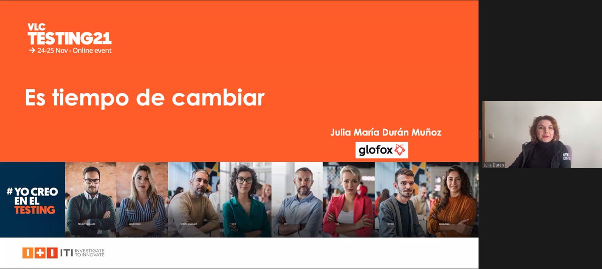 ITI_TIC's tweet photo. 'Es tiempo de cambiar'.
Este es el nombre de la ponencia de @AdharaIT, Ingeniero de Testing Senior en @weareglofox.
¡Vamos con ella!
#VLCTESTING21 #YoCreoEnElTesting https://t.co/ay0fForv2V