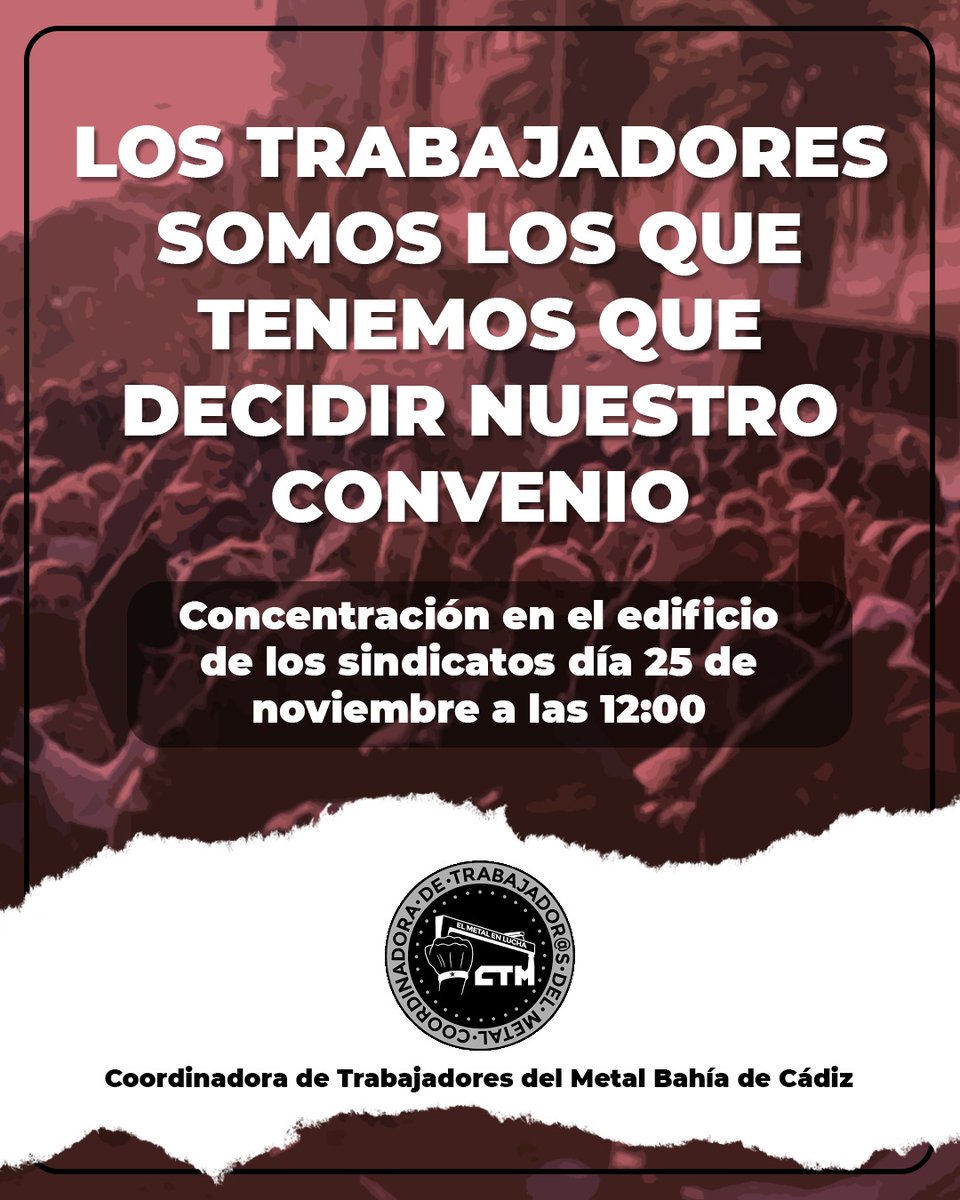Las asambleas de obreros del metal en Cádiz buscan destapar la traición de los sindicatos mayoritarios y comprobar la fuerza de que disponen para continuar adelante una lucha por una mejora real de su convenio y sus vidas. 

#Cadizenlucha #HuelgaDelMetal