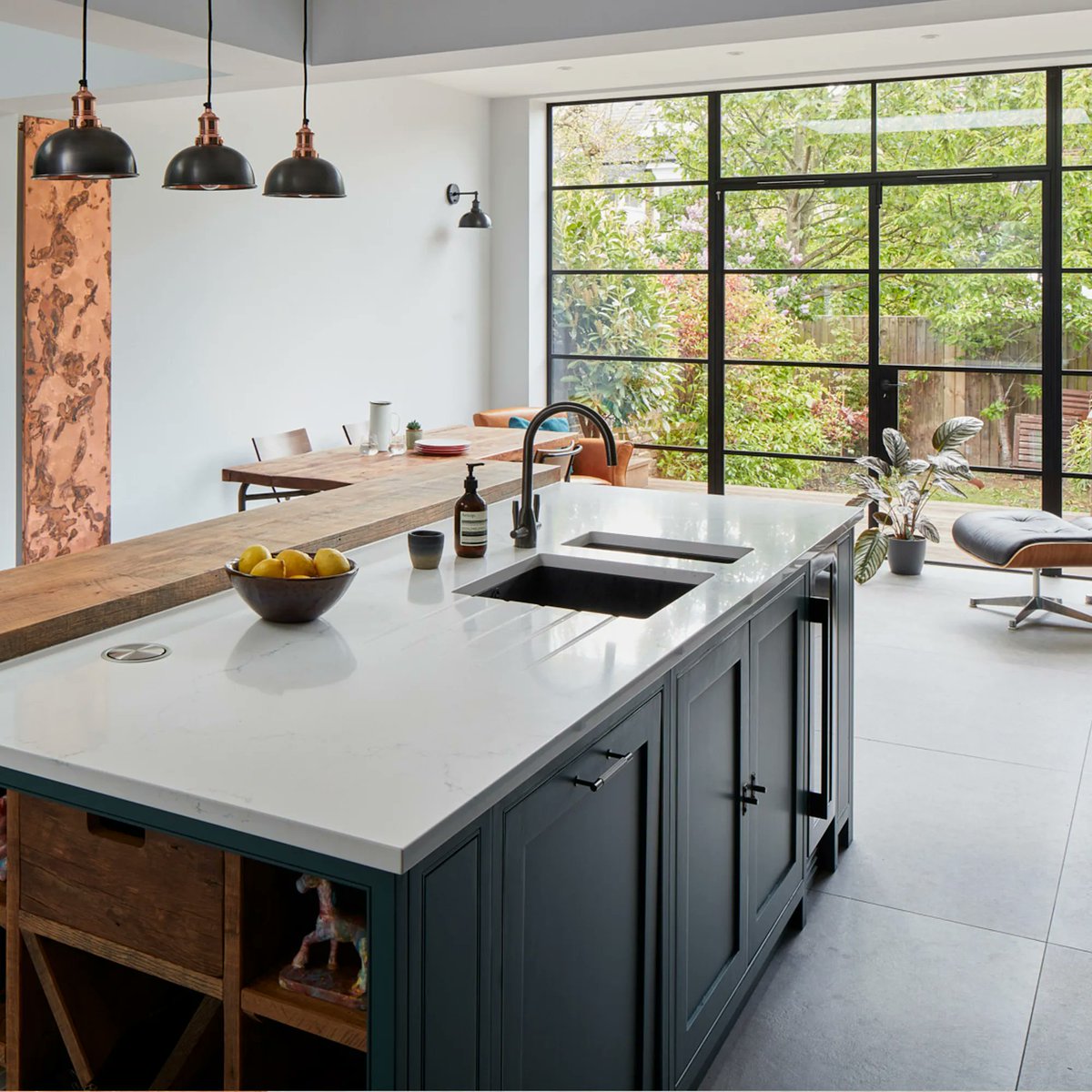 We love how @themaincompany has used our gunmetal tap & wine cabinet in their latest project😍 What do you think? See more here: buff.ly/30YbI7C #CapleQuality #KitchenDesign