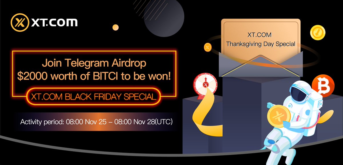 XTexchange's tweet photo. 🚀 BITCI @bitcicomglobal  Airdrop Coming soon 🚀

 ⏰ Time: 08:00 Nov 25 - 08:00 Nov 28(UTC)

💰 Complete Telegram Tasks! Share $ 2,000  BITCI Rewards Pool! 

Interact with 👉 @xt_airdrops_bot 👈  on Telegram  ! 

Real-Time Rewards!

https://t.co/viqQ5Zax7Z https://t.co/ZbhJRU0fOF