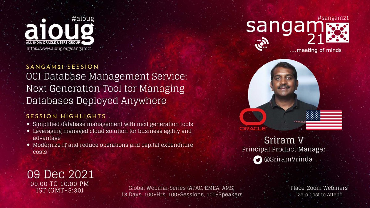 AIOUG's tweet photo. We are eagerly waiting to hear from Sriram Vrinda @SriramVrinda. Have you booked your seat yet ? Register Now https://t.co/2Mhe3XjAzE @Oracle @OracleCloud @Oracle_India @groundbreakers @oracleugs @oracleace @OracleDevs #aioug #oraclecloud #oraclecustomers #OracleDevelopers https://t.co/cBdjJI8qxv