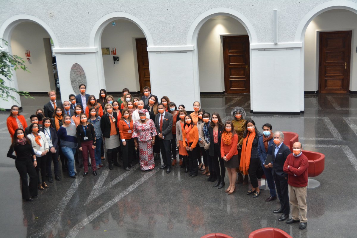 wto's tweet photo. WTO staff joins the @UN's campaign “Orange the World - UNiTE by 2030 to End Violence against Women" against Gender-based Violence.
Let's #OrangeTheWorld! @UN_Women https://t.co/gWGzEaK9LN