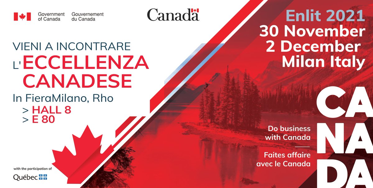 CanadainItalia's tweet photo. Interessato a fare affari con aziende 🇨🇦 nel settore #tecnologie #pulite? Vieni a conoscere l'eccellenza 🇨🇦 @Enlit_Europe dal 📆 29 nov al 2 dic a Milani e visita lo stand #Canada! https://t.co/KBDX8t7d4z