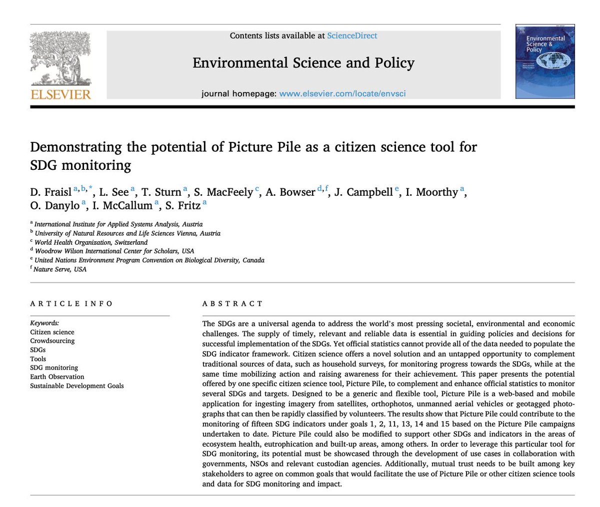 Dilek Fraisl (@dilekfraisl1) on Twitter photo New paper from #IIASAVienna! Demonstrating the potential of #PicturePile tool that combines #CitizenScience & #EO approaches for the #SDGs. <a href="/LindaMSee/">Linda See</a> <a href="/SteveMacfeely/">Steve MacFeely</a> <a href="/annebowser/">Anne Bowser</a> <a href="/JillStats/">Jillian Campbell</a> <a href="/SteffenFritz/">Steffen Fritz</a> & colleagues. Read here: sciencedirect.com/science/articl… 🧵🧵 New paper from #IIASAVienna! Demonstrating the potential of #PicturePile tool that combines #CitizenScience & #EO approaches for the #SDGs. <a href="/LindaMSee/">Linda See</a> <a href="/SteveMacfeely/">Steve MacFeely</a> <a href="/annebowser/">Anne Bowser</a> <a href="/JillStats/">Jillian Campbell</a> <a href="/SteffenFritz/">Steffen Fritz</a> & colleagues. Read here: sciencedirect.com/science/articl… 🧵🧵