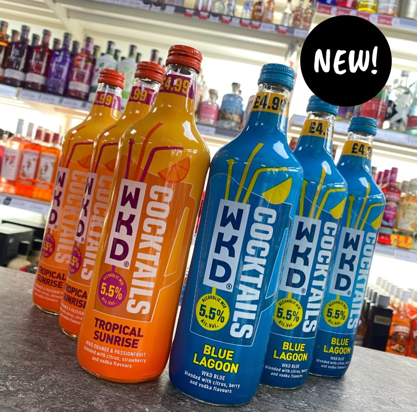 bbcouncillor's tweet photo. New Cocktails in from @WKDOfficial BLUE LAGOON &amp; TROPICAL SUNRISE only £4.49 each 🍹 #wkd #wkdcocktails #cocktails #merrybargainboozemess #bargainbooze #bargainboozecouncillorlane https://t.co/IBjiygveGO