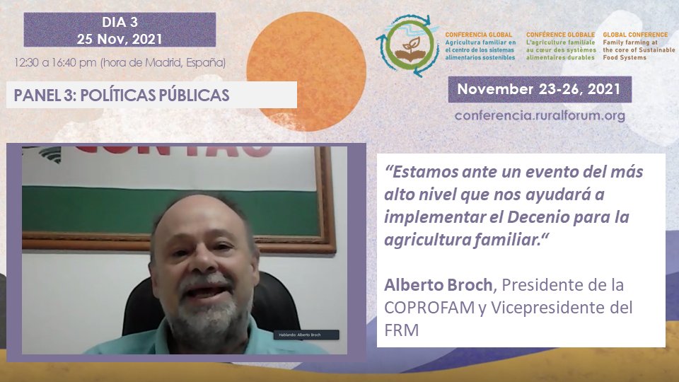WorldRuralForum's tweet photo. 📢"¡Tenemos una gran oportunidad para avanzar en las #PolíticasPúblicas!", Alberto Broch, @COPROFAM2
👉 https://t.co/LZXTrmr2XX
#GlobalConferenceWRF #SustainableFoodSystems #DecenioAgriculturaFamiliar https://t.co/nfwMrsOcWf