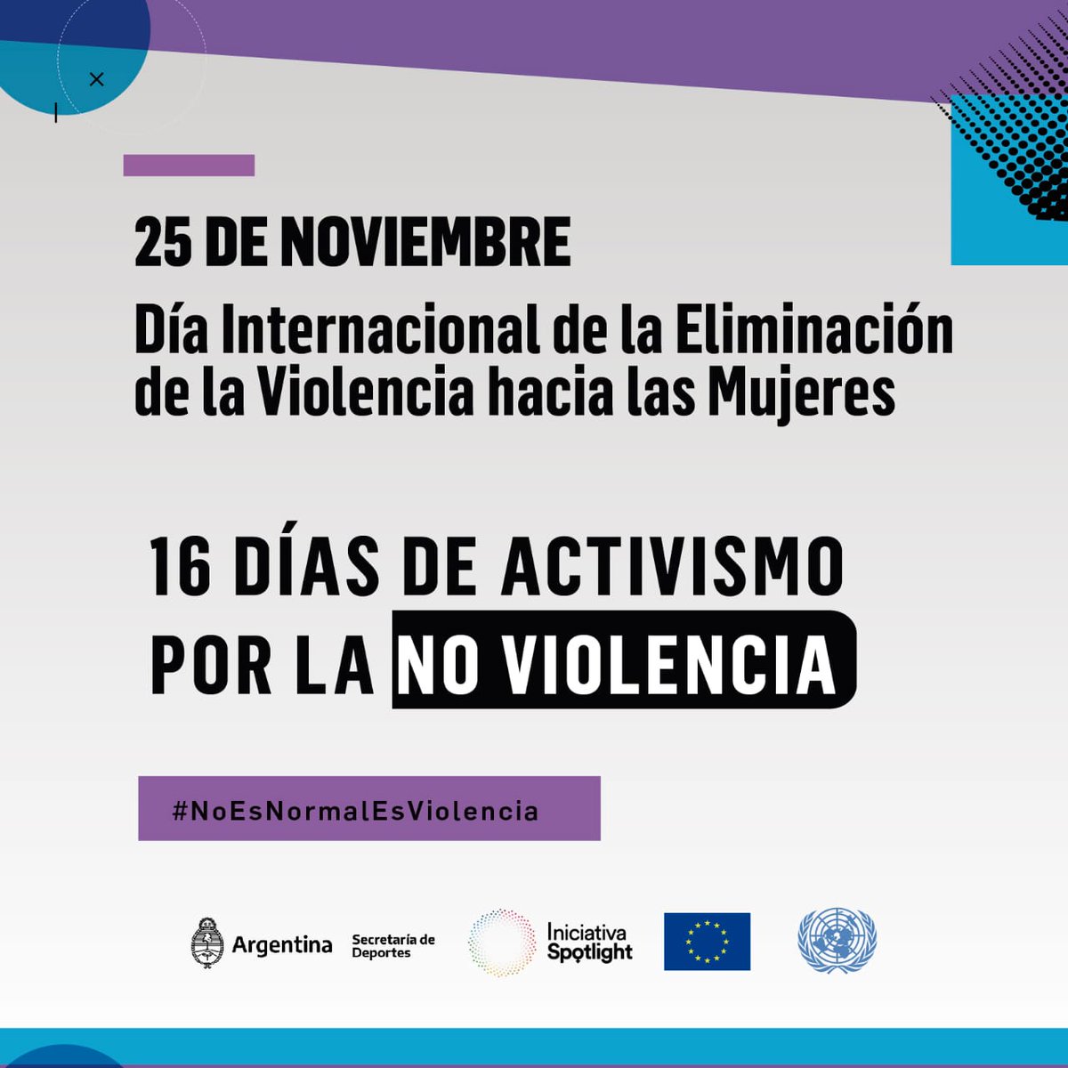 DeportesAR's tweet photo. 25 de Nov | Día Internacional de la Eliminación de la Violencia hacia las Mujeres https://t.co/a24iAlHpcz