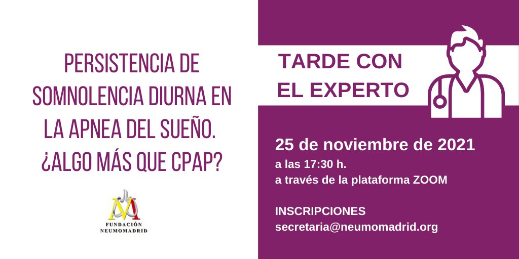 📅 #Agenda Hoy, a partir de las 17:30 h, te esperamos en la nueva sesión de 'Tarde con el Experto'

👩‍⚕️ La Dra. <a href="/cano_pumarega/">Irene Cano</a> abordará la somnolencia diurna en la #apnea del sueño 

👉 ¡Síguela aquí! neumomadrid.org/curso/tarde-co…