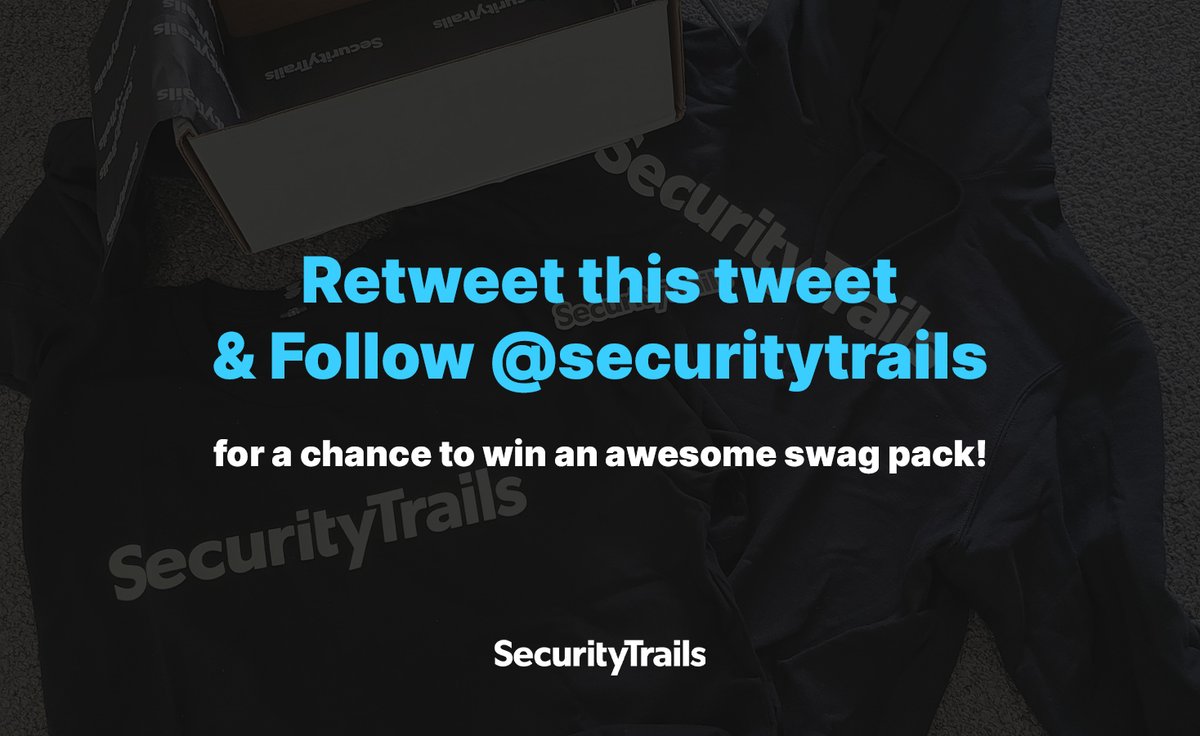 Black Friday warmup🔥 Get a chance to win a SecurityTrails swag pack: Comfy t-shirt ✔️ Classic (and a favorite) hacker hoodie ✔️ Stickers ✔️ Just RT this tweet and make sure to follow @securitytrails - one winner will be chosen randomly on November 26th 2021 at 00:00 EST.