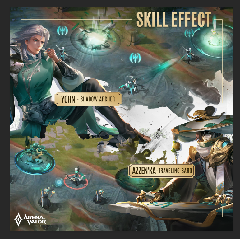 ArenaofValor's tweet photo. Ancient prophecies foretell that an Archer will soon emerge from the Shadows, flanked by a Traveling Bard. Are you Team Yorn or Team Azzen'Ka? #ArenaofValor #VP33 https://t.co/5m8dGr537R