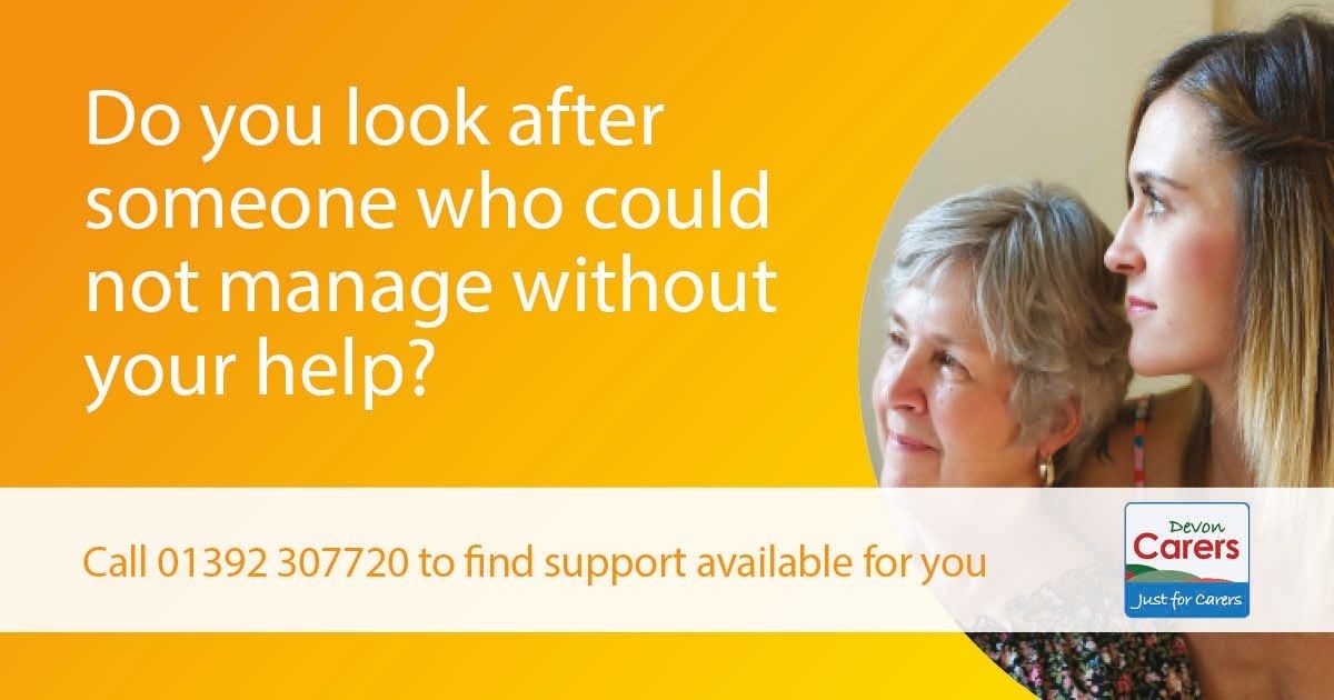 eastdevon's tweet photo. If you look after someone who could not manage without your help, you could be an unpaid carer. Get in touch with #DevonCarers today to register for support and advice: https://t.co/ehOJGwbjRu @DevonCarers https://t.co/HCJrOmpWa2