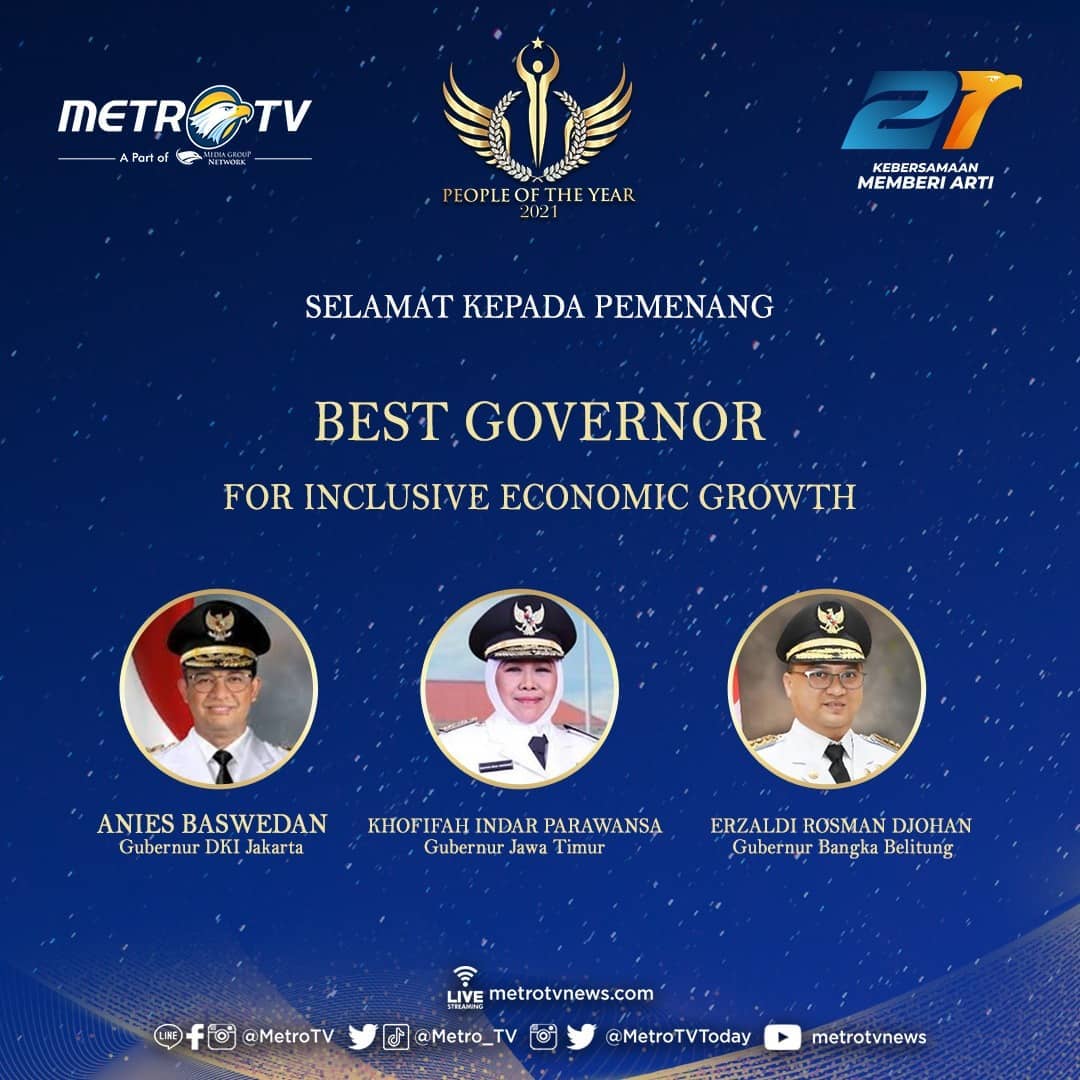 Azizah_Dzaki49's tweet photo. Pemenang People of the Year 2021 kategori Best Governor for Inclusive Economic Growth:

1. Anies Baswedan (Gub. DKI Jkt)
2. Khofifah Indar Parawansa (Gub. JaTim)
3  Erzaldi Rosman Djohan (Gub. BaBel)

Ganjar ga masuk yak ?! 🙄😏
Yg selalu dibaggain ame badut2 buzzer..... CDL 🤣🤣 https://t.co/guXdXTdi1h