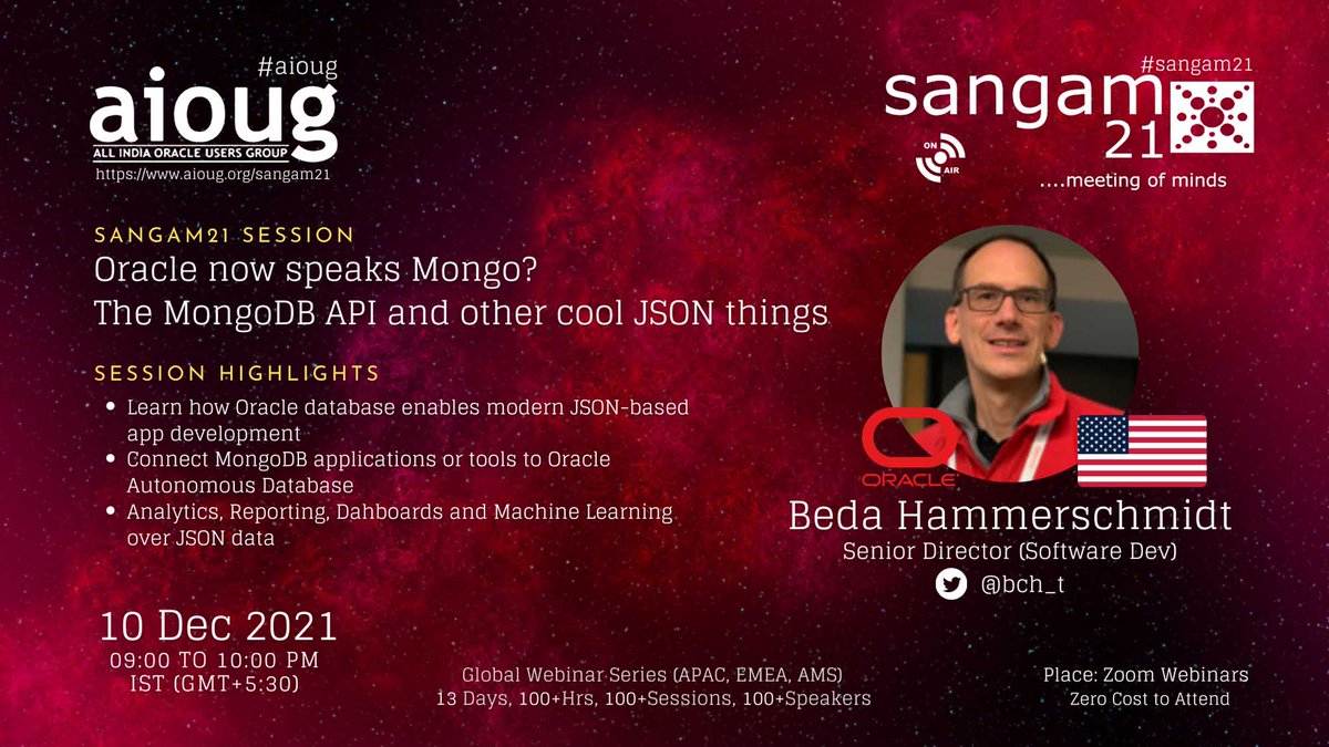 AIOUG's tweet photo. We are eagerly waiting to hear from Beda Hammerschmidt @bch_t. Have you booked your seat yet ? Register Now https://t.co/fWro9jog2Q @Oracle @Oracle_India @groundbreakers @oracleugs @oracleace @OracleDevs #aioug #oraclecloud #oracleusers #oraclecustomers #OracleDevelopers https://t.co/zCj9pemLPE