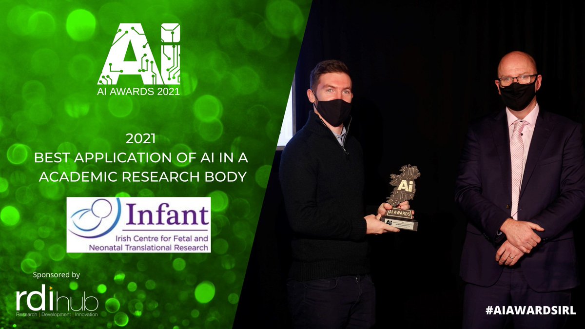 A big congratulations to <a href="/markosullivann/">Mark O'Sullivan</a>   and his team from the <a href="/infantcentre/">INFANT Centre</a>  at <a href="/UCC/">UCC Ireland</a> who have once again snapped up top prize in the Best Application of AI in an Academic Research Body Sponsored by <a href="/RDIhubIreland/">RDI Hub</a> 

#aiawardsirl #aiireland