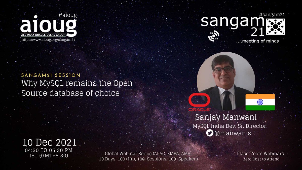 AIOUG's tweet photo. We are eagerly waiting to hear from Sanjay Manwani @manwanis. Have you booked your seat yet ? Register Now https://t.co/PI3KBCTT20 @Oracle @Oracle_India @groundbreakers @oracleugs @oracleace @MySQL #aioug #oraclecloud #oracleusers #oraclecustomers #OracleDevelopers https://t.co/Ssh5XIZ2E4