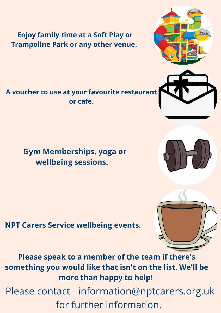Creative Carers Breaks - What does a break mean to you? 

Please get in touch with a member of the team through information@nptcarers.org.uk or call 01639 642277 for further information on how we can support you.