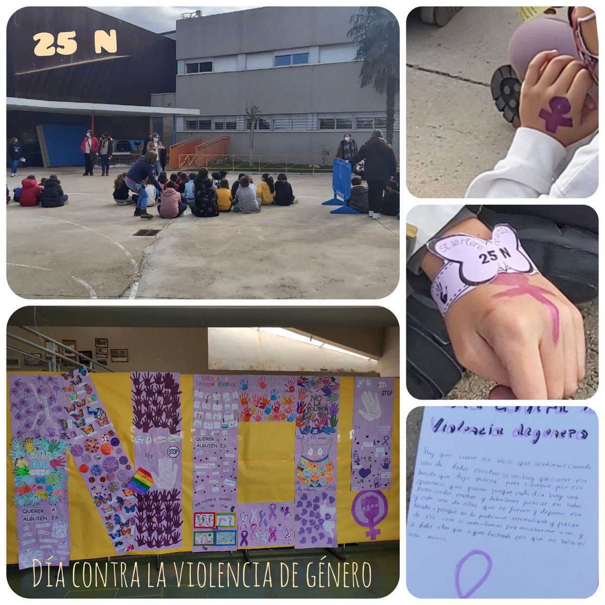 DAlbaCeip's tweet photo. Hoy 25 de noviembre se celebra el Día contra la violencia de género. El CEIP Duque de Alba grita NO. https://t.co/3PcRWUBMw0