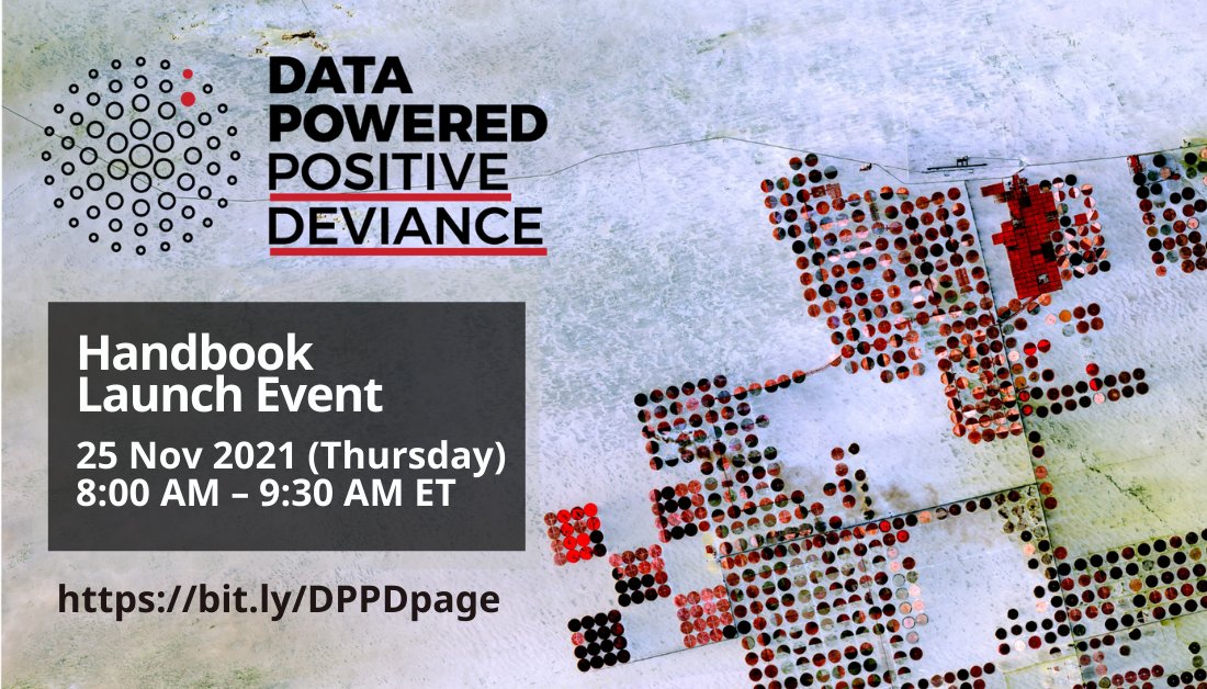 UNDPAccLabs's tweet image. Join us today at 8 AM ET! Don’t miss out as we launch the Data Powered Positive Deviant handbook - a practical tool to guide you on all 5 stages of the #DPPD method with examples from #Ecuador #Mexico #Niger #Somalia. 

RSVP now: bit.ly/DPPDpage