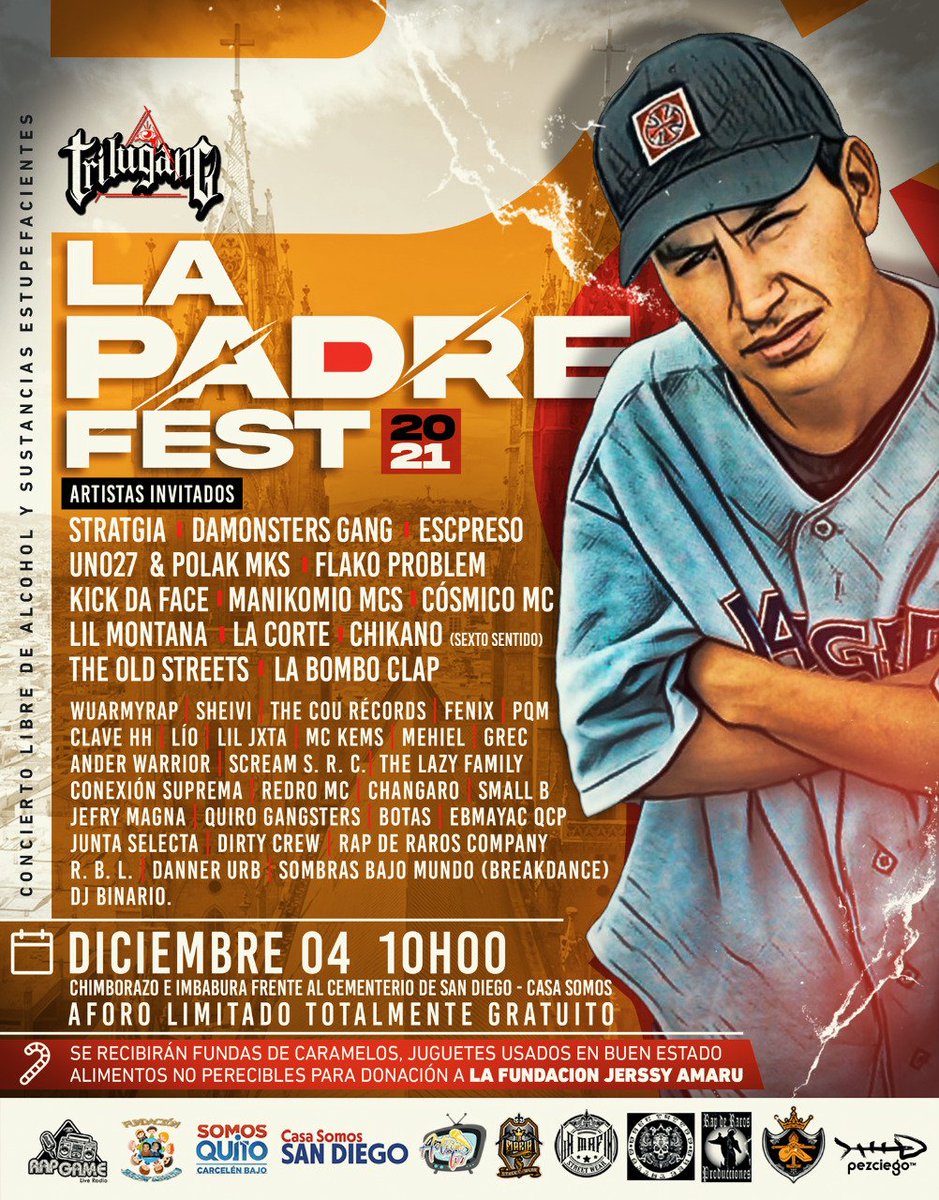 StratgiaF's tweet photo. La Padre Fest 2021
#fiestadequito #evento #gratis #stratgia #hiphop #Quito https://t.co/mpMikVaIIZ