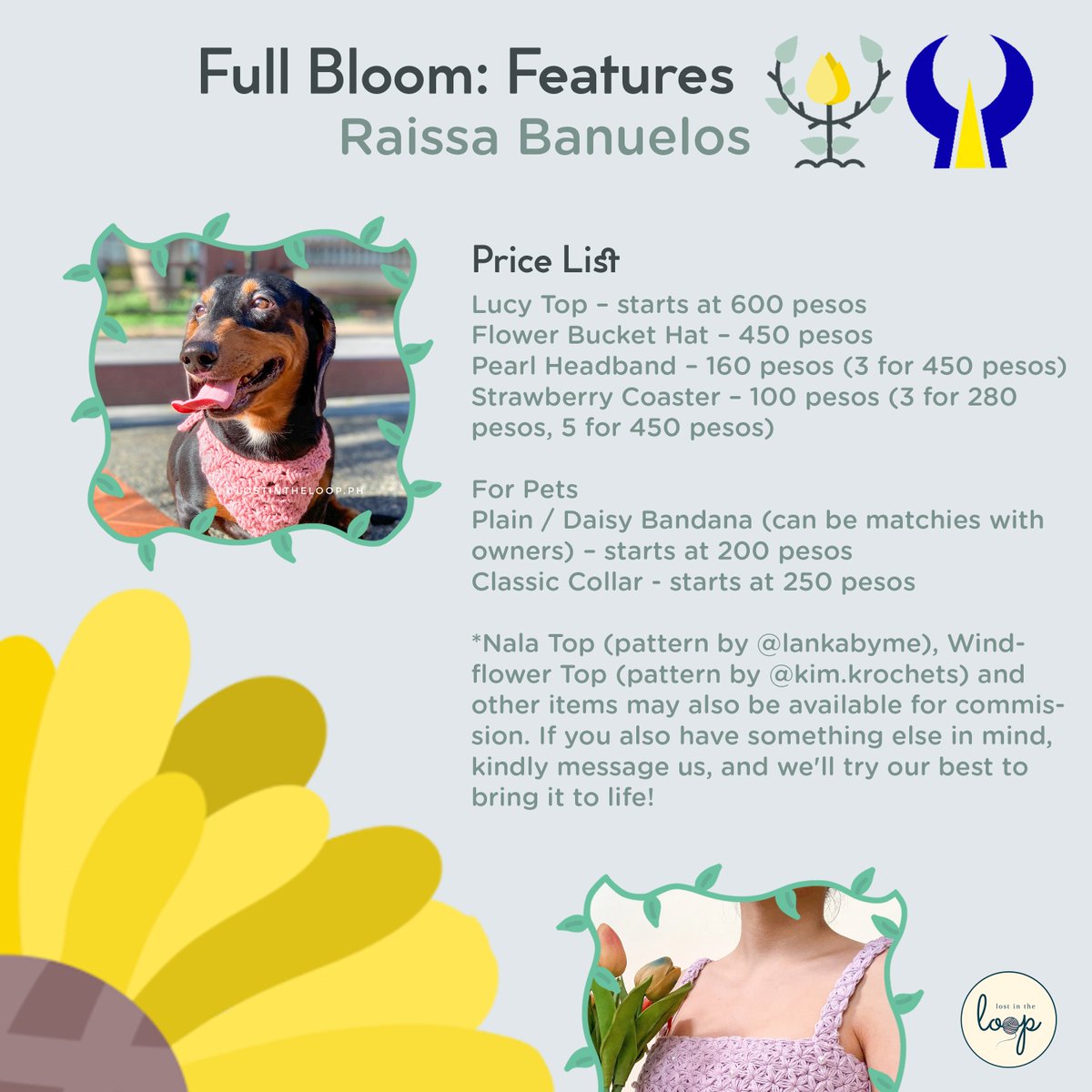 branchout_pugad's tweet photo. Lost in the Loop is a fashion brand by Raissa Banuelos from BS Psychology that provides trendy and chic handmade crochet tops, accessories and more, for humans and pets! Each item is customizable, and uniquely made—just for you. https://t.co/WVdPFgmKib